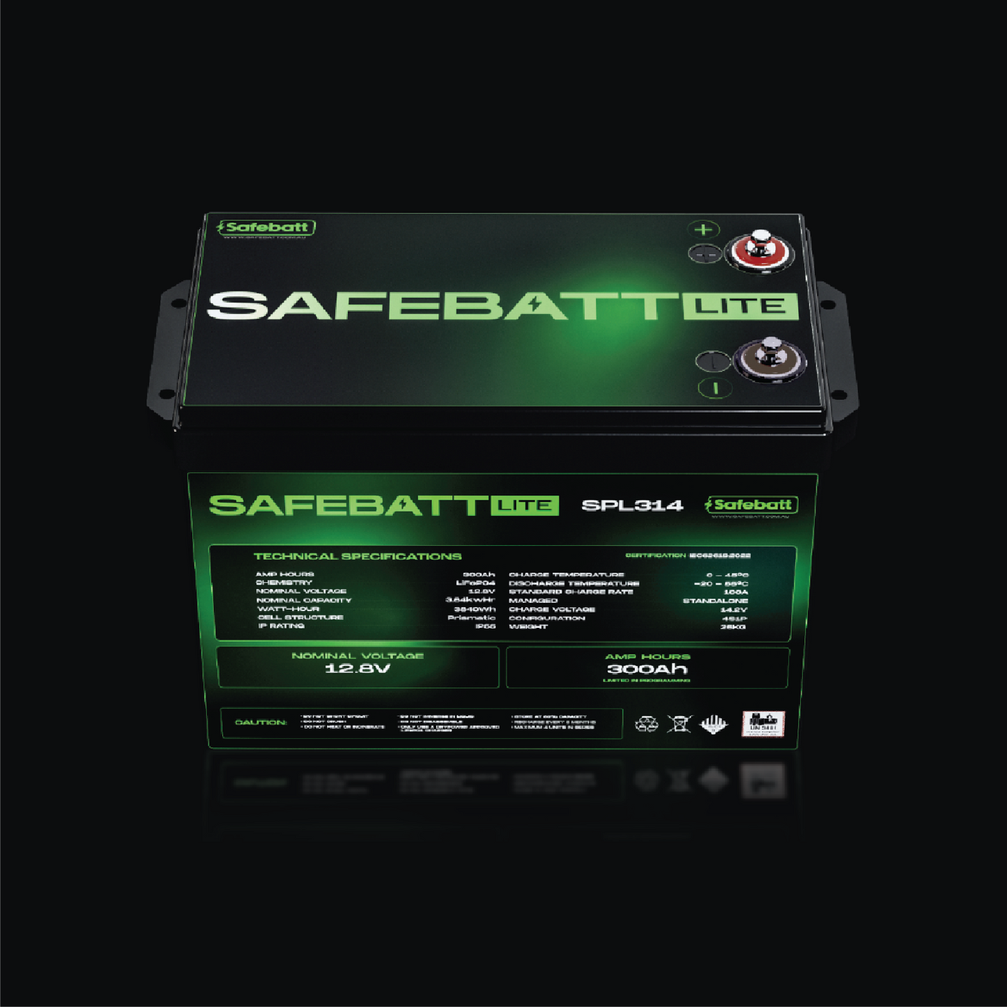 Safebatt Lite 12.8v 300Ah(314) LFP Battery 3.84kwHr Usable - FLASH SALE TODAY ONLY